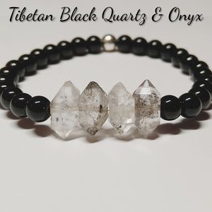 Double Terminated Tibetan Black Quartz & Onyx
